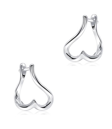 Beautiful Heart Silver Hoop Earring HO-2578